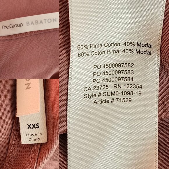 The Group Babaton Pastel Pink Pima Cotton Modal Scoop Neck Tee - Picture 4 of 4